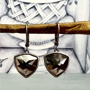 Touchstone by Swarovski Crystal Armour  Earrings Black Silver Tone